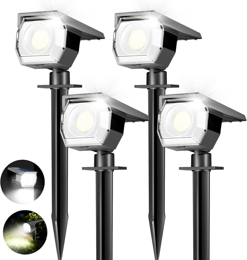 Peasur 4 Pack Solar Spot Lights - Outdoor Waterproof 2-in-1 Auto On/Off Solar Landscape Lighting for Outside Yard, Wall, Garden, Pathway - Image 1